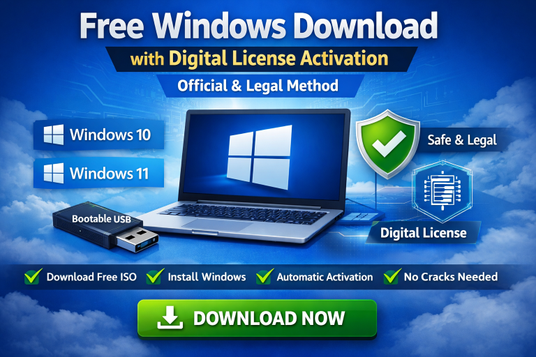 Download Windows 10 & 11 Free with Digital License Activation (Legal Method)